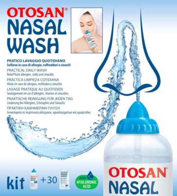 OTOSAN NASAL WASH اوتوسان طقم تنظيف الأنف بدون مواد كيميائية، آمنًا وصحيًا لتنظيف تجويف الأنف دون أن يسبب تهيجًا لتخفيف احتقان الأنف اثناء نزلات البرد والحساسية 