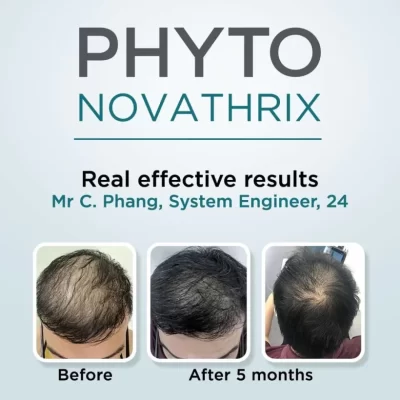 PHYTO امبولات علاج تساقط الشعر المبتكر NOVATHRIX بمكونات طبيعية. تساعد في إعطاء الكثافة والقوة والمقاومة لألياف الشعر. يقوي الشعر في كل مرحلة من مراحل نموه.