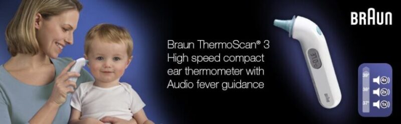 براون ثيرموسكان 3 ميزان حرارة للأذن بالأشعة تحت الحمراء سهل الاستخدام وموثوق به. إنه مثالي لجميع أفراد الأسرة،